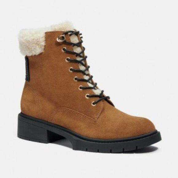 COACH Lorimer Suede Combat Booties Size 10 - Picture 1 of 4